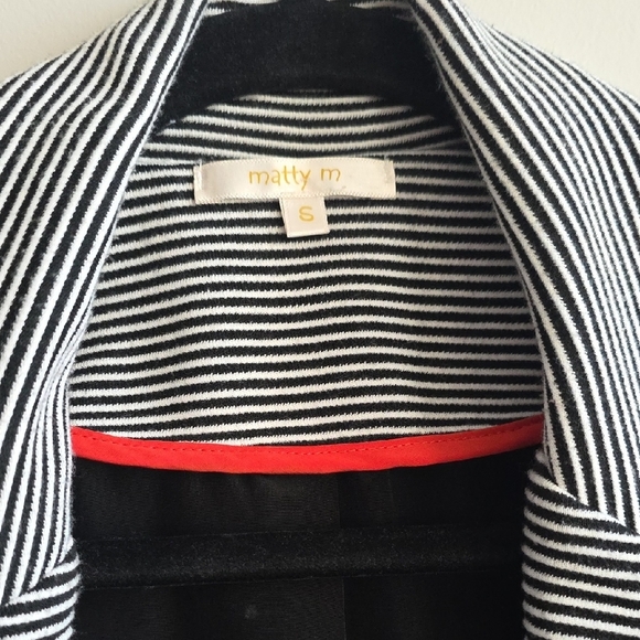Matty M - Black and White Striped Open Blazer - Size Small - Picture 2 of 5